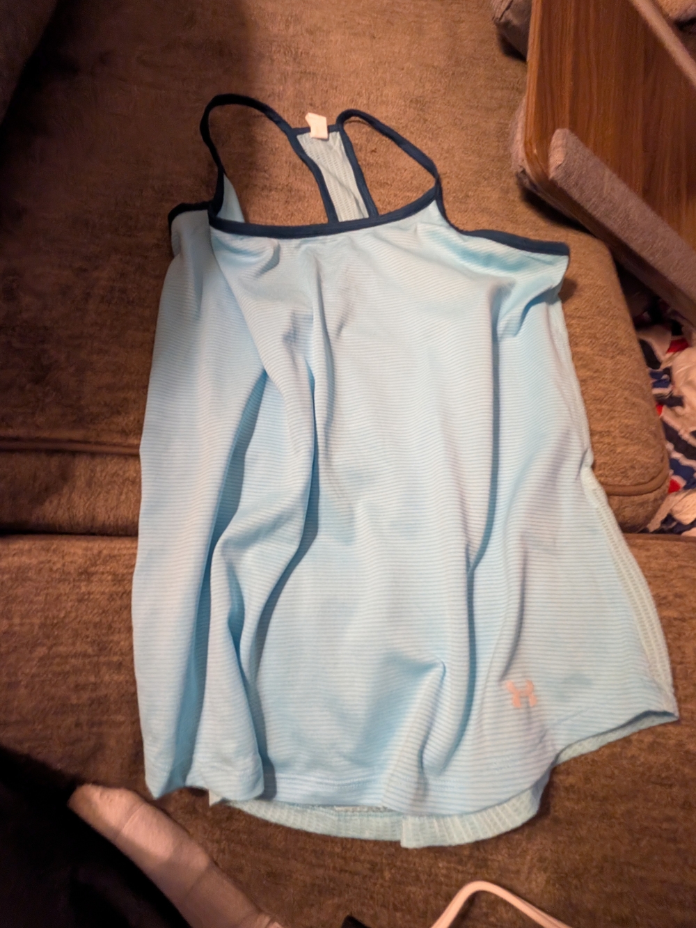 Under Armour Light Blue Racerback Tank with Navy Trim
